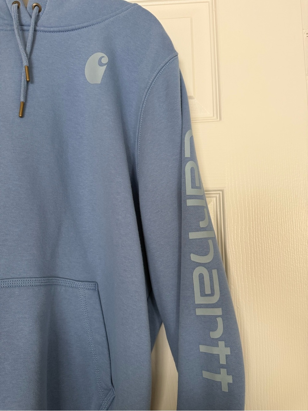 Carhartt Dusty Blue Pullover Hoodie with Chest Logo - Picture 2 of 3